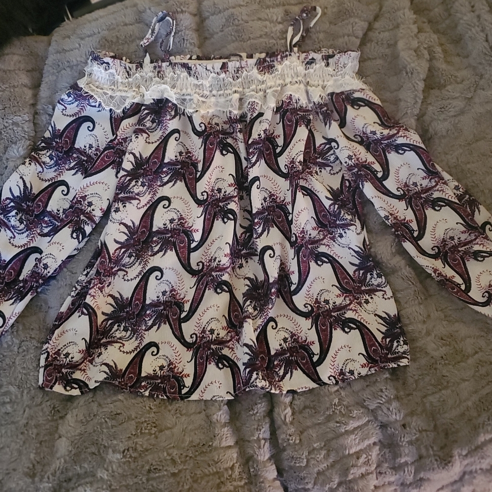 Charlotte Russe Long Sleeve Off The Shoulder Top